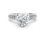 White gold Heart Solitaire Diamond Ring with Channel Set Band and Six-Prong Setting_45