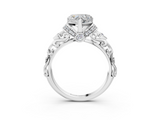 White gold Heart Solitaire Diamond Ring with Filigree Band and Four-Prong Setting_71