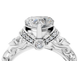 White gold Heart Solitaire Diamond Ring with Filigree Band and Four-Prong Setting_72