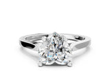 White gold Heart Solitaire Diamond Ring with Four-Prong Setting and Tapered Band 1