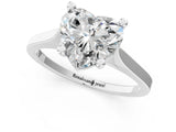 White gold Heart Solitaire Diamond Ring with Four-Prong Setting and Tapered Band 2