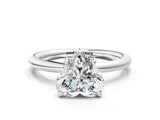 White gold Heart Solitaire Diamond Ring with Four-Prong Setting on a Plain Band_20