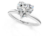 White gold Heart Solitaire Diamond Ring with Four-Prong Setting on a Plain Band_20