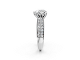 White gold Heart Solitaire Diamond Ring with Milgrain Pavé Band and Four-Prong Setting_124
