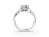 White gold Heart Solitaire Diamond Ring with Milgrain Pavé Band and Four-Prong Setting_125