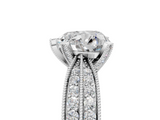 White gold Heart Solitaire Diamond Ring with Milgrain Pavé Band and Four-Prong Setting_133