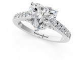 White gold Heart Solitaire Diamond Ring with Pavé Band and Four-Prong Setting_121