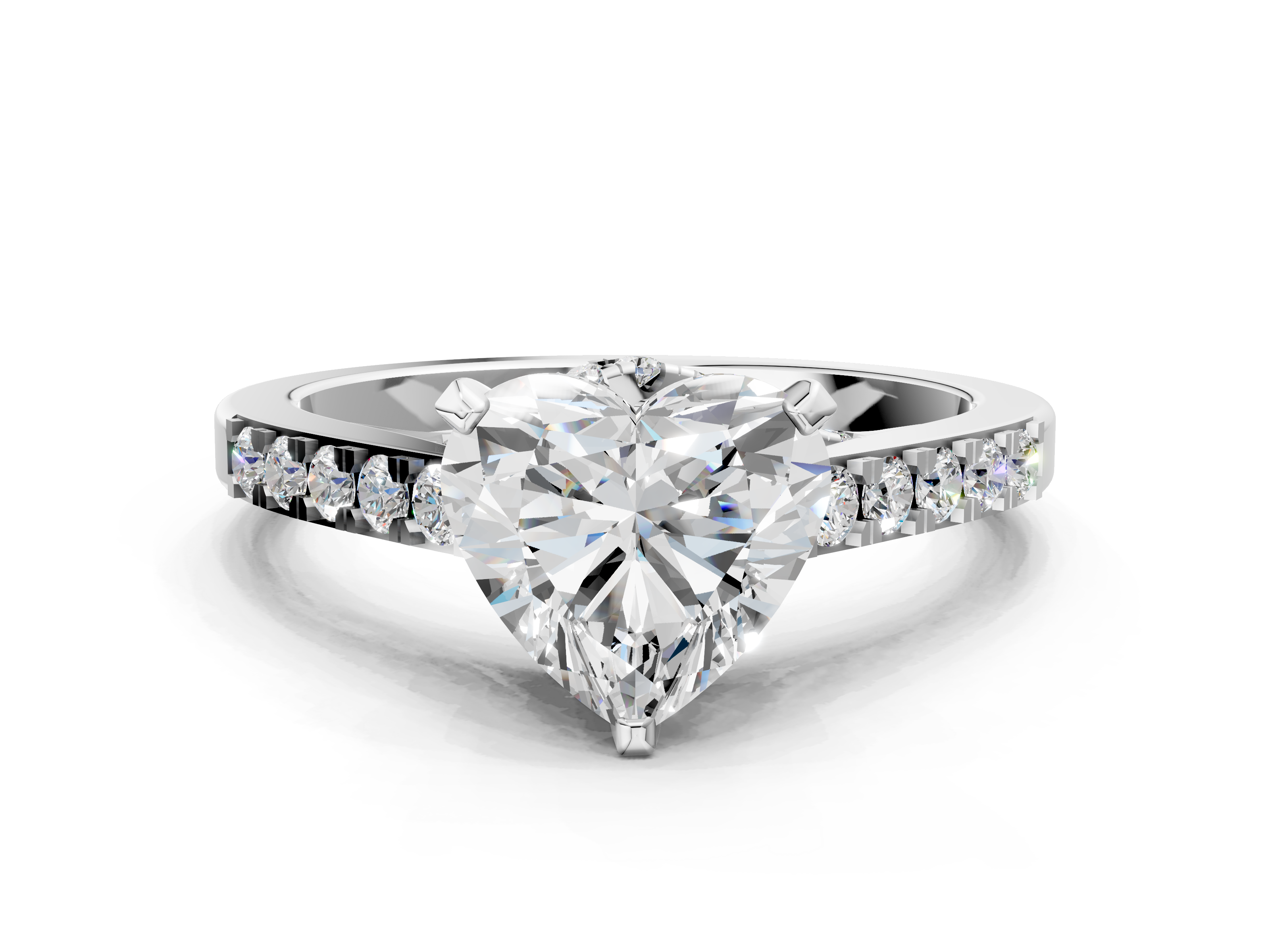Goldon Rin White Gold Heart-Shaped Pave Engagement Ring Setting