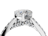 White gold Heart Solitaire Diamond Ring with Pavé Band and Four-Prong Setting_124
