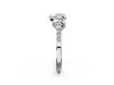 White gold Heart Solitaire Diamond Ring with Pavé Band and Four-Prong Setting_125