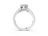 White gold Heart Solitaire Diamond Ring with Pavé Band and Four-Prong Setting_126