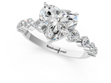 White gold Heart Solitaire Diamond Ring with Pave Band and Four-Prong Setting_299