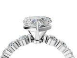 White gold Heart Solitaire Diamond Ring with Pave Band and Four-Prong Setting_302