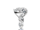 White gold Heart Solitaire Diamond Ring with Pave Band and Four-Prong Setting_303
