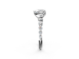 White gold Heart Solitaire Diamond Ring with Pave Band and Four-Prong Setting_305