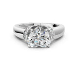 White gold Heart Solitaire Diamond Ring with Pave Band and Six-Prong Setting_51