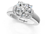 White gold Heart Solitaire Diamond Ring with Pave Band and Six-Prong Setting_52