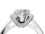 White gold Heart Solitaire Diamond Ring with Pave Band and Six-Prong Setting_52