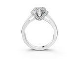White gold Heart Solitaire Diamond Ring with Pave Band and Six-Prong Setting_54