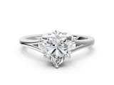 White gold Heart Solitaire Diamond Ring with Six-Prong Setting and Tapered Band_24