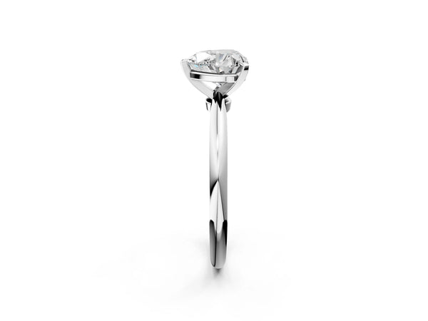 White Gold Heart-Shaped Solitaire Engagement Ring Setting with Tapered Band and Basket Head