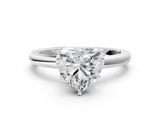 White gold Heart Solitaire Diamond Ring with Six-Prong Setting on a Classic Band_3