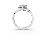 White gold Heart Solitaire Diamond Ring with Split Shank and Prong Setting_160