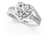 White gold Heart Solitaire Diamond Ring with Split Shank and Prong Setting_163