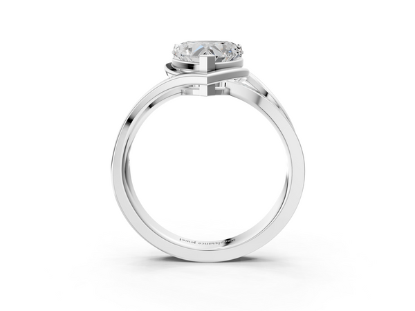 White Gold Heart-Shaped Bypass Split Shank Engagement Ring Setting with Channel Set Accents