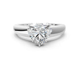 White gold Heart Solitaire Diamond Ring with Tapered Band and Four-Prong Setting_49