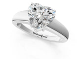 White gold Heart Solitaire Diamond Ring with Tapered Band and Four-Prong Setting_50