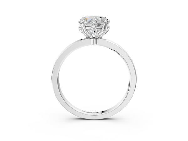 White gold Heart Solitaire Diamond Ring with Thin Band and Four-Prong Setting