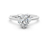 White gold Heart Solitaire Diamond Ring with a Classic Band and Four-Prong Setting