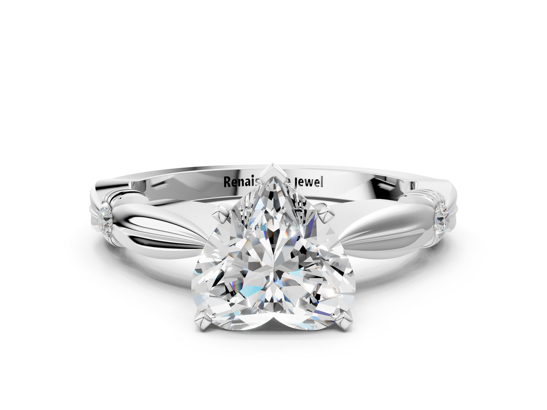 White gold Heart Solitaire Diamond Twisted Band with Four-Prong Setting_61
