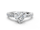 White gold Heart Solitaire Diamond with Pavé Band and Four-Prong Setting_107