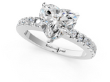 White gold Heart Solitaire Diamond with Pavé Band and Four-Prong Setting_108