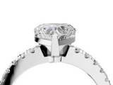 White gold Heart Solitaire Diamond with Pavé Band and Four-Prong Setting_111