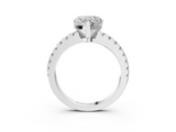 White gold Heart Solitaire Diamond with Pavé Band and Four-Prong Setting_117