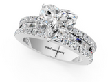 White gold Heart Solitaire Diamond with Pave and Channel Set Band_107