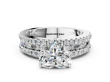 White gold Heart Solitaire Diamond with Pave and Channel Set Band_124