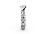 White gold Heart Solitaire Diamond with Pave and Channel Set Band_125