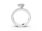 White gold Heart Solitaire Diamond with Pave and Channel Set Band_126