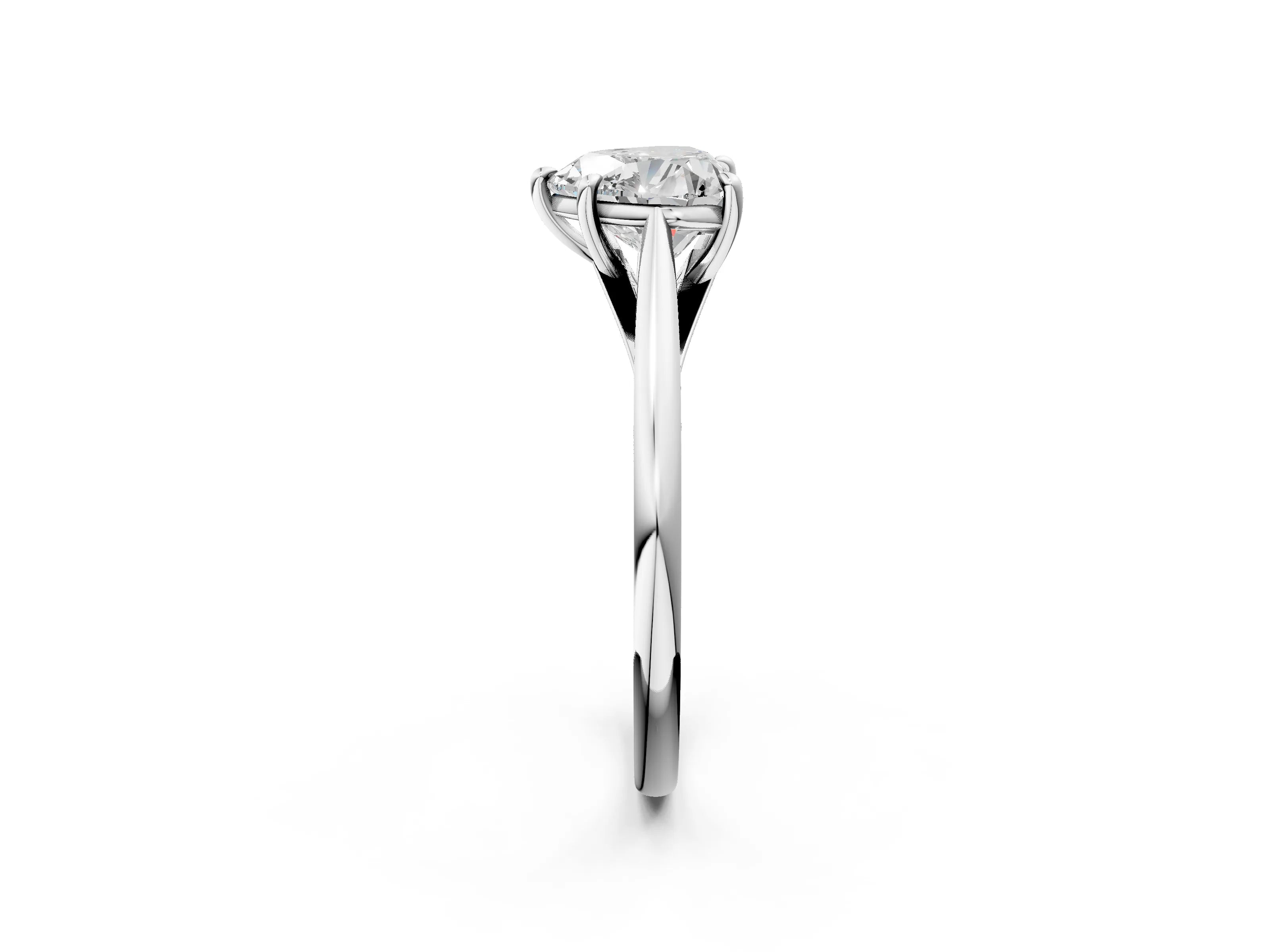 White gold Heart Solitaire Engagement Ring with Four-Prong Setting and Classic Band 2