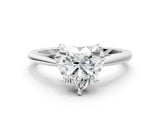 White gold Heart Solitaire Engagement Ring with Four-Prong Setting and Classic Band