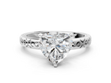 White gold Heart Solitaire Engagement Ring with Scrollwork Band and Four-Prong Setting_168