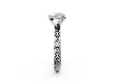 White gold Heart Solitaire Engagement Ring with Scrollwork Band and Four-Prong Setting_170