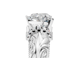 White gold Heart Solitaire Filigree Engagement Ring with Halo and Prong Setting_80
