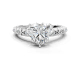 White gold Heart Solitaire Floral Milgrain Engagement Ring_31