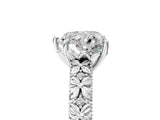 White gold Heart Solitaire Floral Milgrain Engagement Ring_36