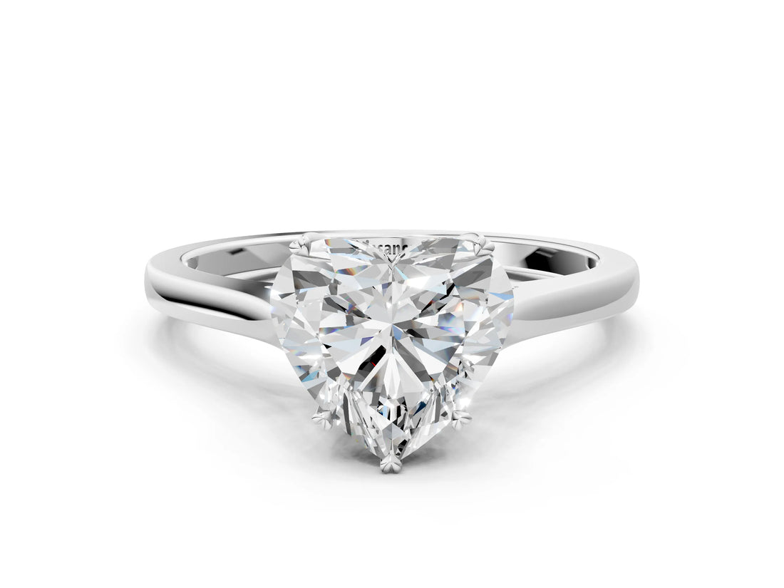 White gold Heart Solitaire Heart Prong Engagement Ring with Tapered Band_55